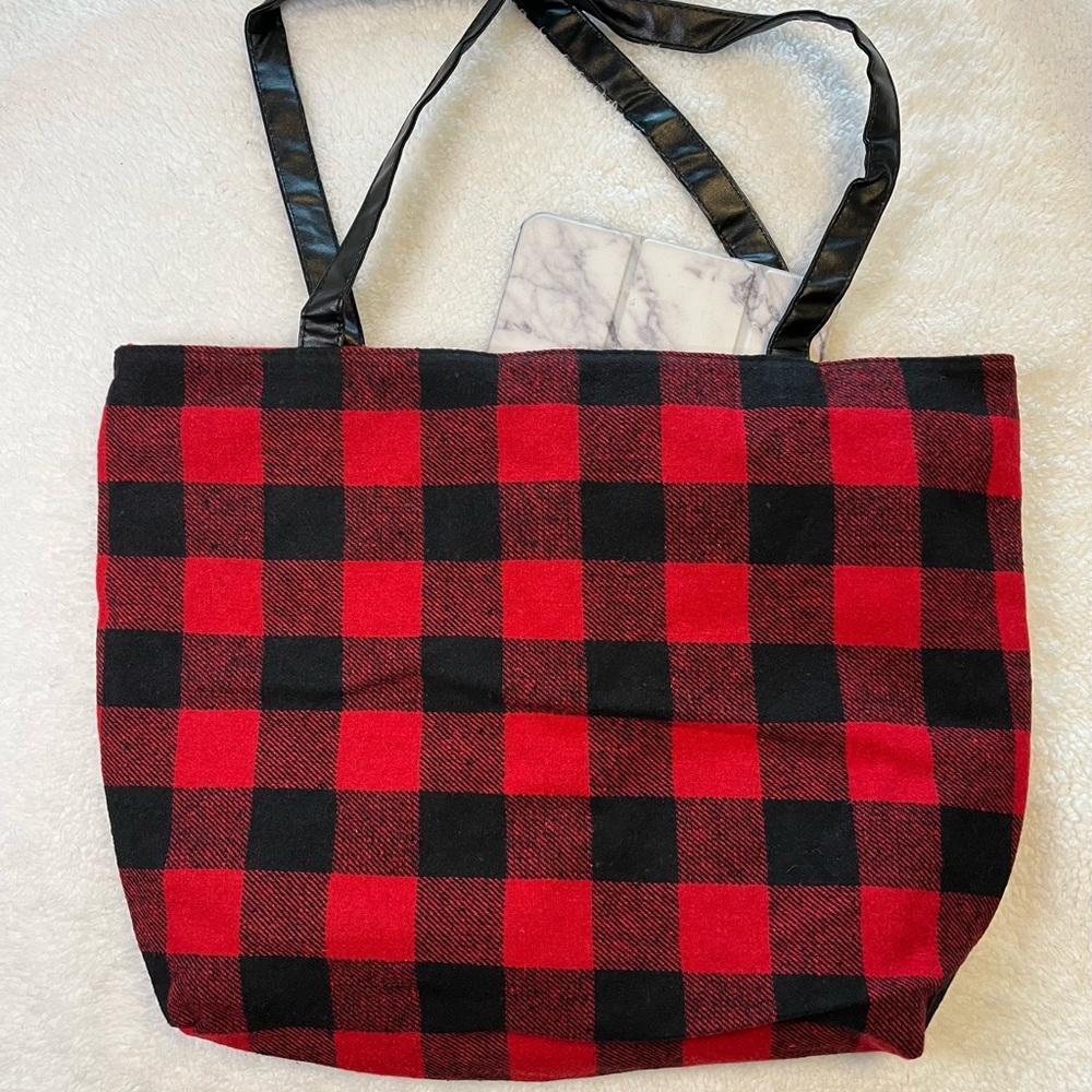 Buffalo Plaid Large Tote Bag
